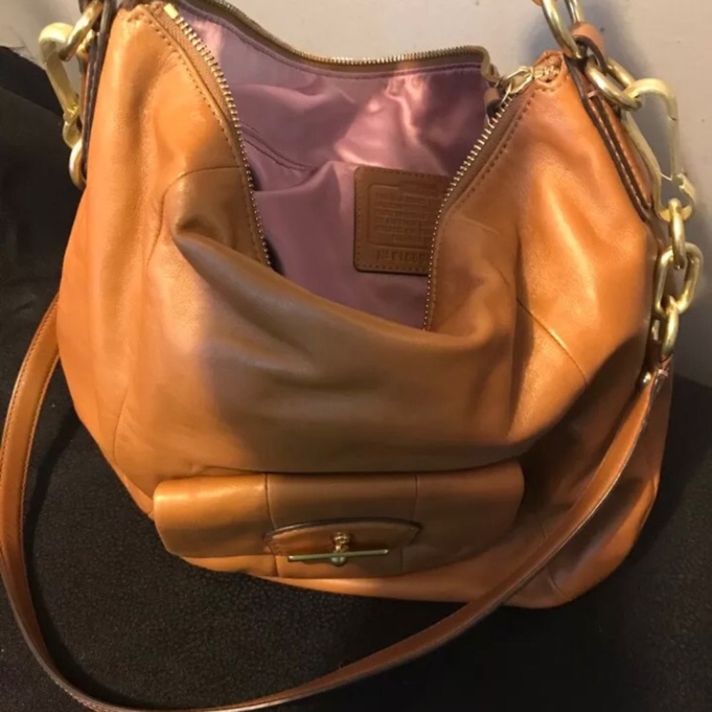 Tan coach handbag